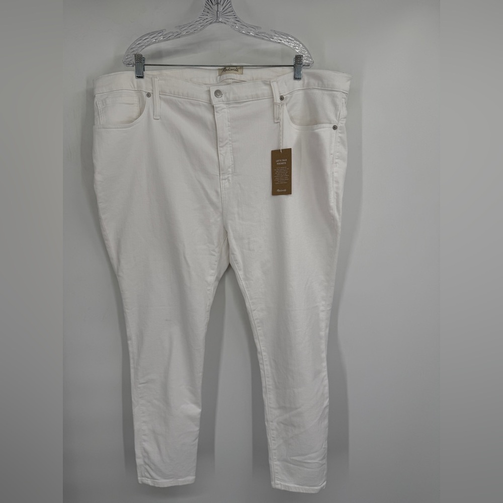 MADEWELL Women's 9" High-Rise Skinny Jeans Pure White Sz 37 Plus‎ NWT